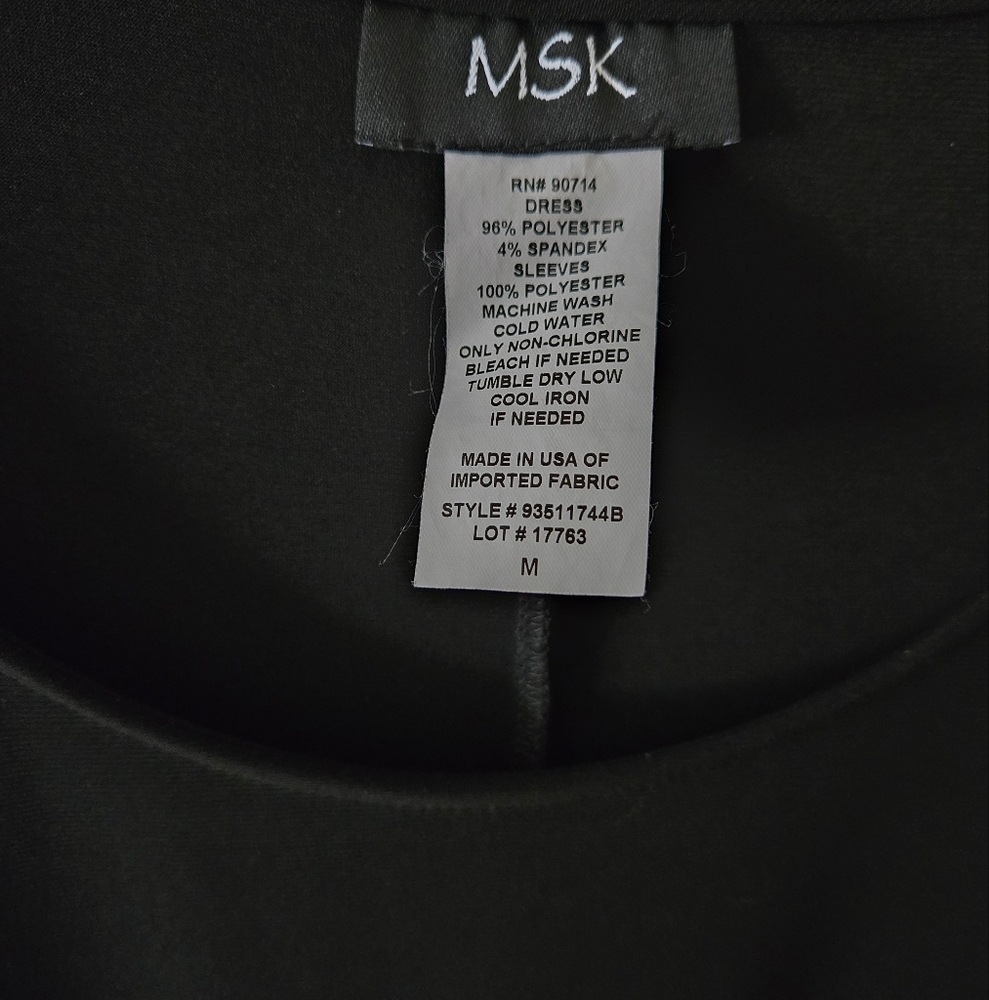 MSK Black Dress with Floral Sleeves - Picture 2 of 4